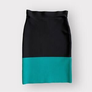BCBG Maxarzia Bandage Skirt Turquoise Black